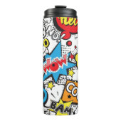 Farbenfrohes Comic-Pop-Art-Sprechblasenmuster Thermosbecher (Vorderseite)