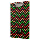 Farbenfrohes Cool Chevron auf schwarzer Monogrammi Klemmbrett (Links)