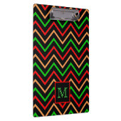 Farbenfrohes Cool Chevron auf schwarzer Monogrammi Klemmbrett (Rechts)