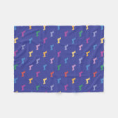 Farbenfrohes Dachshund-Muster Blau Fleecedecke (Vorderseite (Horizontal))