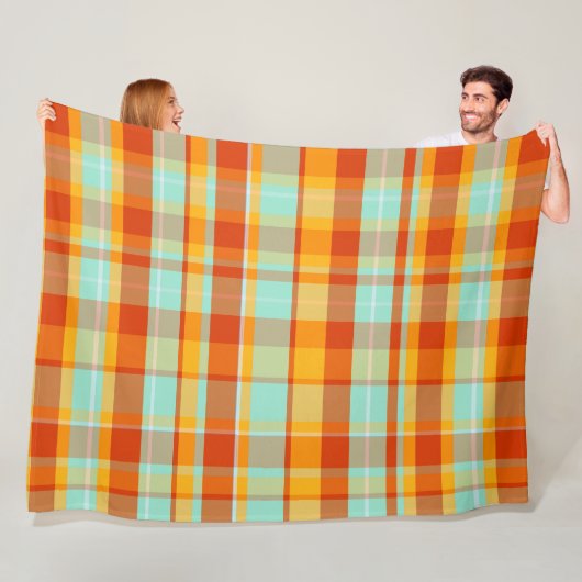 Farbenfrohes dekoratives Retro-Boheme-Karomuster Fleecedecke (Beispiel)