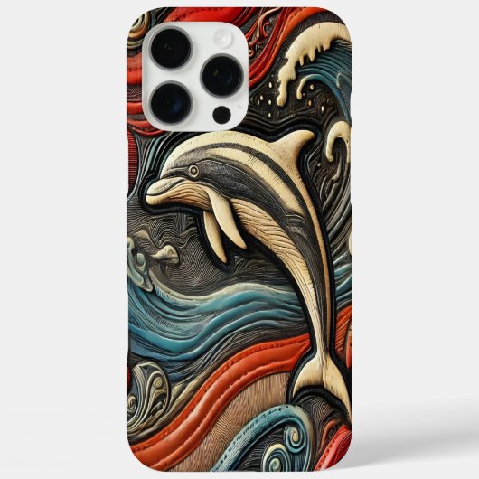 Farbenfrohes Delfin-Relief-Design Case-Mate iPhone Hülle (Rückseite)