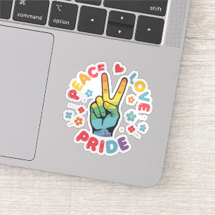 Farbenfrohes Design mit Frieden, Liebe und Stolz H Aufkleber