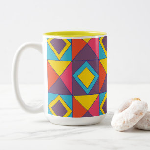 Farbenfrohes Diamantdreieck Geometrisch  Zweifarbige Tasse