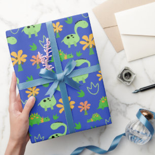 Farbenfrohes Dinosaurier-Muster Geschenkpapier
