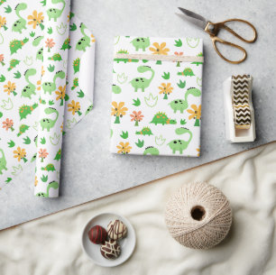 Farbenfrohes Dinosaurier-Muster Geschenkpapier