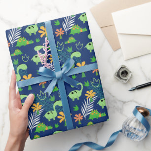 Farbenfrohes Dinosaurier-Muster Geschenkpapier
