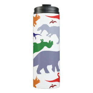 Farbenfrohes Dinosaurier-Muster (Hell) Thermosbecher