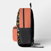 Farbenfrohes Dinosaurier-Muster Orange Schwarz Nam Bedruckter Rucksack (Rechts)