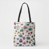 Farbenfrohes Diwali-Elefant & Diya-Muster Custom Tasche (Vorderseite)