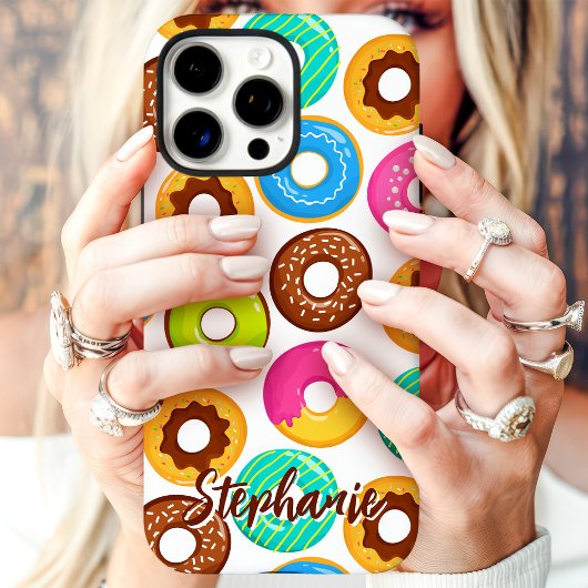 Farbenfrohes Donut-Muster mit individuellem Namen Case-Mate iPhone Hülle