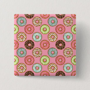 Farbenfrohes Donut-Muster Süße Hübsche Leckereien Button