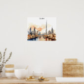 Farbenfrohes Dubai UAE Aquarell  Poster (Küche)
