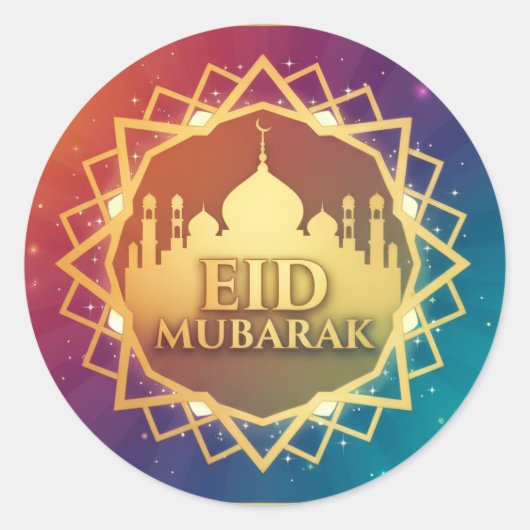Farbenfrohes Eid Runder Aufkleber (Vorderseite)