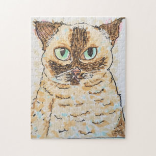 Farbenfrohes eigenartiges Katzenporträt Puzzle
