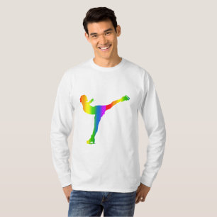 Farbenfrohes Eislaufen Regenbogen Langarm T-Shirt