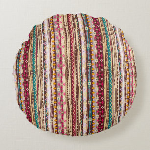 Farbenfrohes ethnisches Boho-Stammesmuster Rundes Kissen