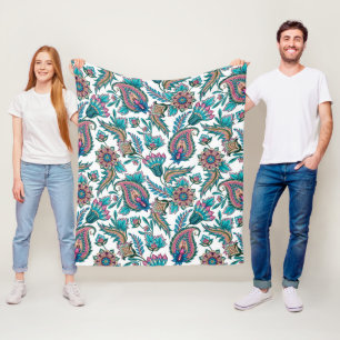 Farbenfrohes ethnisches Paisley-Muster Fleecedecke