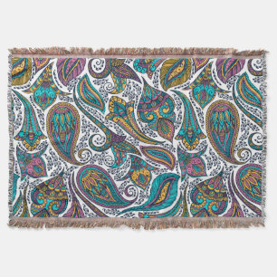 Farbenfrohes ethnisches vintage Blumen Paisley-Mus Decke