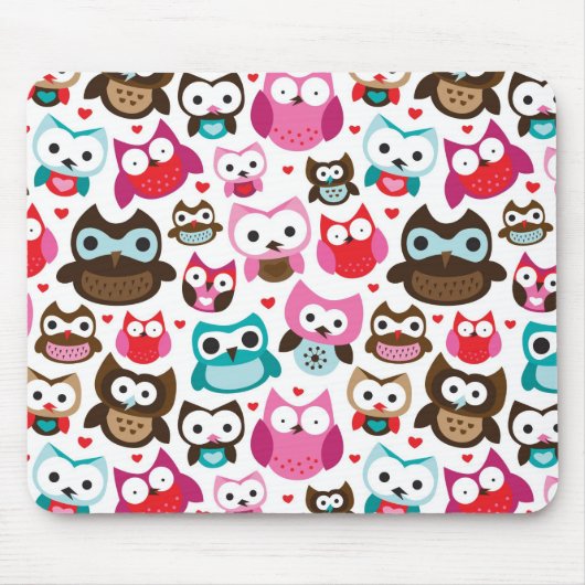 farbenfrohes Eulenmuster Mousepad (Vorne)