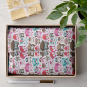 farbenfrohes Eulenmuster Seidenpapier (Geschenk)