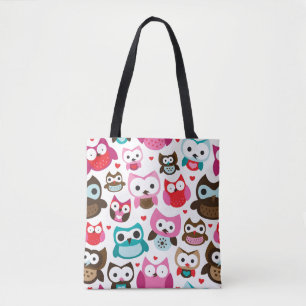 farbenfrohes Eulenmuster Tasche