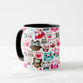 farbenfrohes Eulenmuster Tasse (Vorderseite Links)