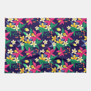 Farbenfrohes exotisches Blumen-Blatt-Muster-23021 Geschirrtuch