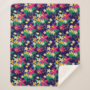 Farbenfrohes exotisches Blumen-Blatt-Muster-23021 Sherpadecke