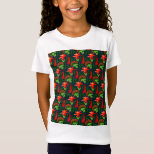 Farbenfrohes exotisches Blumen-Blatt-Muster T-Shirt