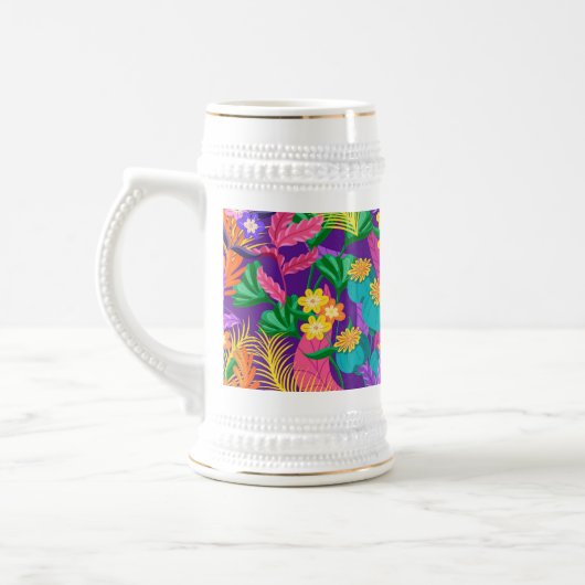 Farbenfrohes exotisches Blumenmuster-23148 Bierglas (Links)