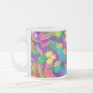 Farbenfrohes exotisches Blumenmuster-23148 Mattglastasse
