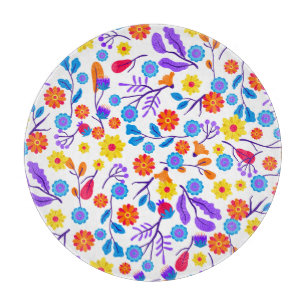 Farbenfrohes exotisches Blumenmuster-23165 Schneidebrett
