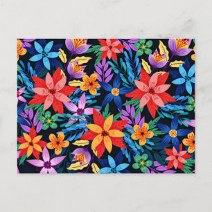 Farbenfrohes exotisches Blumenmuster-68578 Postkarte