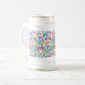 Farbenfrohes exotisches Blumenmuster Bierglas (Vorderseite Links)
