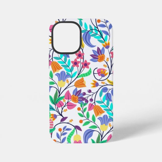 Farbenfrohes exotisches Blumenmuster iPhone Hülle (Rückseite)