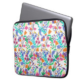 Farbenfrohes exotisches Blumenmuster Laptopschutzhülle (Vorderseite Links)