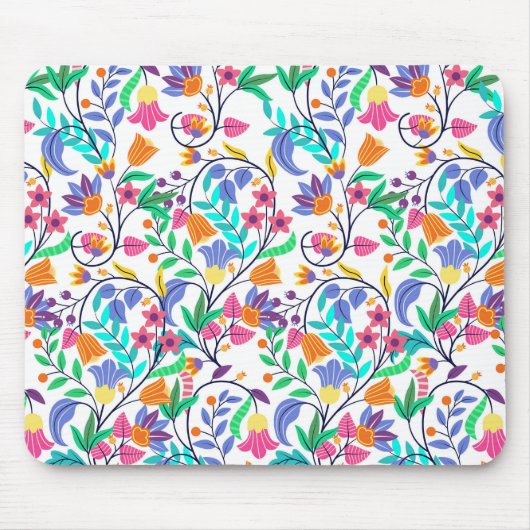 Farbenfrohes exotisches Blumenmuster Mousepad (Vorne)