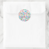 Farbenfrohes exotisches Blumenmuster Runder Aufkleber (Tasche)