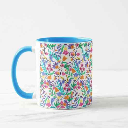 Farbenfrohes exotisches Blumenmuster Tasse (Links)