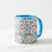 Farbenfrohes exotisches Blumenmuster Tasse (VorderseiteRechts)