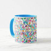Farbenfrohes exotisches Blumenmuster Tasse (Vorderseite Links)