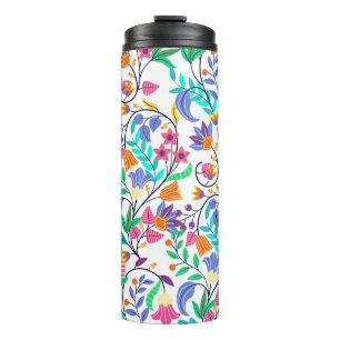 Farbenfrohes exotisches Blumenmuster Thermosbecher