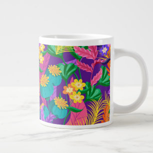 Farbenfrohes exotisches Blumenmusterdesign Jumbo-Tasse