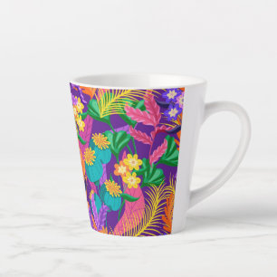 Farbenfrohes exotisches Blumenmusterdesign Milchtasse