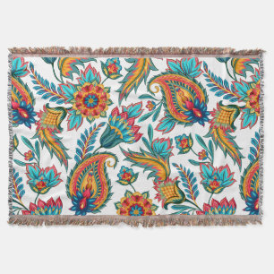 Farbenfrohes exotisches florales Paisley-Muster Decke