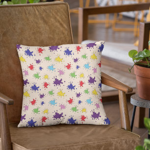 Farbenfrohes Farbklecks-Design Kissen
