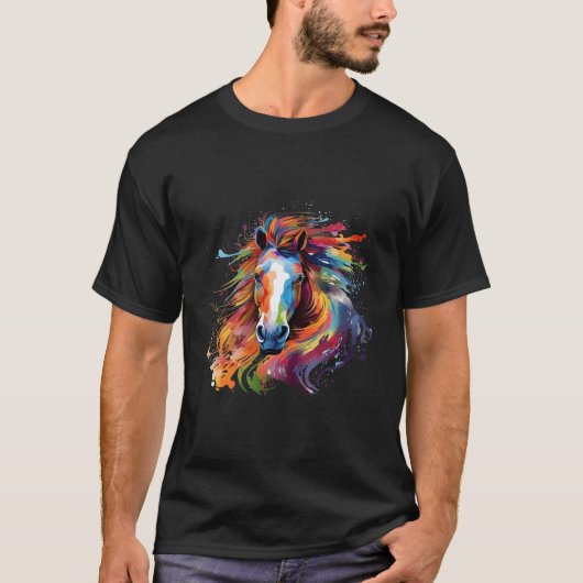 Farbenfrohes Färöer-Pony-Pferd-Splash T-Shirt (Vorderseite)