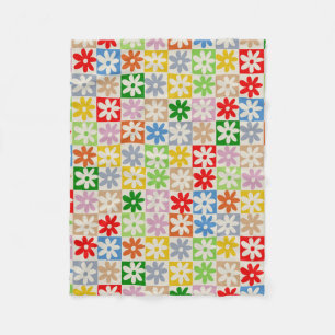 Farbenfrohes fettes kariertes Blumen Y2K-Muster Fleecedecke