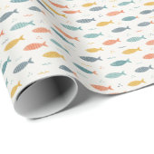 Farbenfrohes Fischmuster auf cremefarbenem Hinterg Geschenkpapier (Rolleneckpunkt)